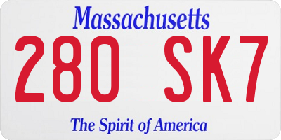 MA license plate 280SK7
