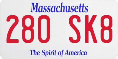 MA license plate 280SK8