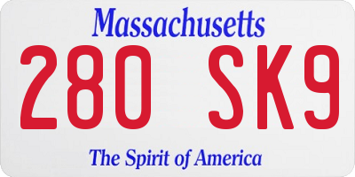 MA license plate 280SK9