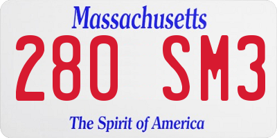 MA license plate 280SM3
