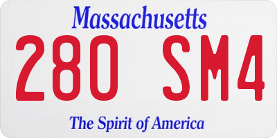 MA license plate 280SM4