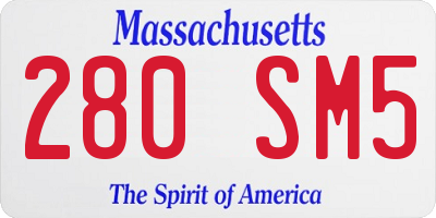 MA license plate 280SM5