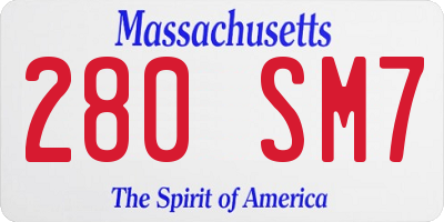 MA license plate 280SM7