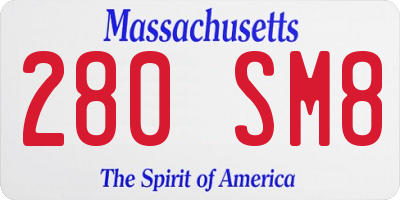 MA license plate 280SM8