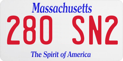MA license plate 280SN2