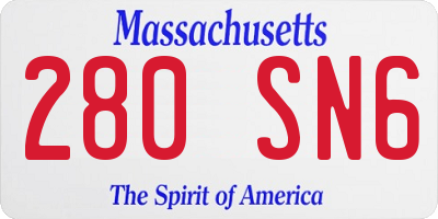 MA license plate 280SN6