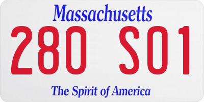 MA license plate 280SO1