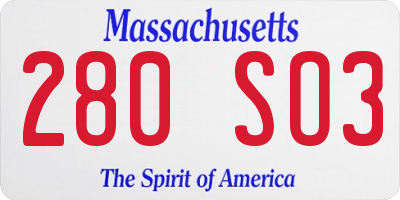 MA license plate 280SO3