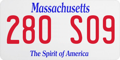 MA license plate 280SO9