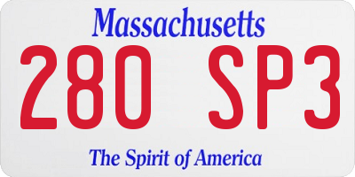 MA license plate 280SP3