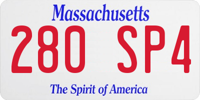 MA license plate 280SP4