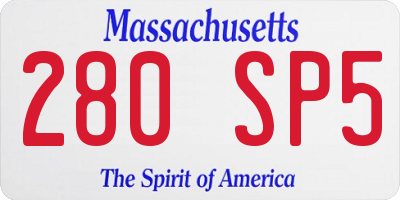 MA license plate 280SP5