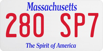 MA license plate 280SP7
