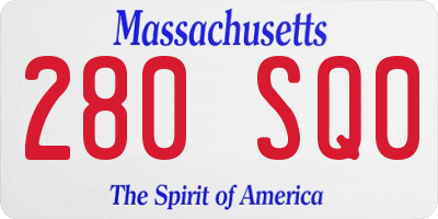 MA license plate 280SQ0