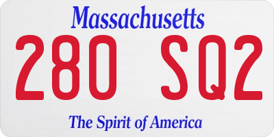 MA license plate 280SQ2