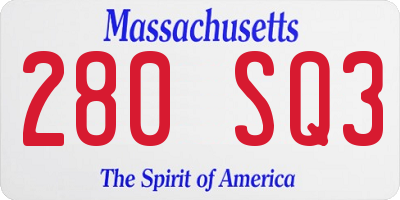 MA license plate 280SQ3