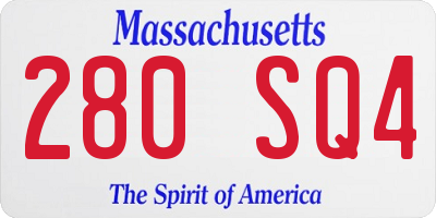 MA license plate 280SQ4