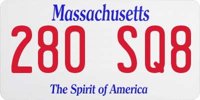 MA license plate 280SQ8