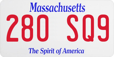 MA license plate 280SQ9