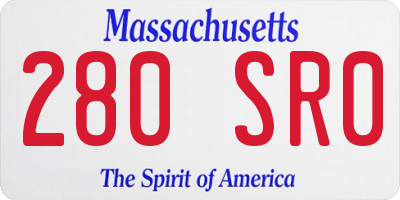 MA license plate 280SR0