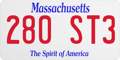 MA license plate 280ST3