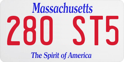 MA license plate 280ST5