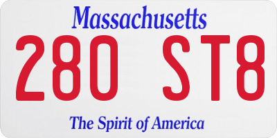 MA license plate 280ST8