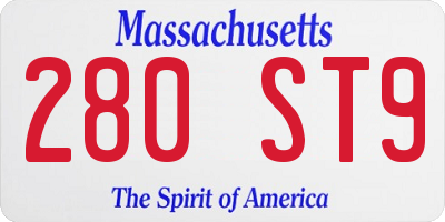 MA license plate 280ST9