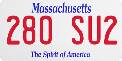 MA license plate 280SU2
