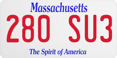 MA license plate 280SU3