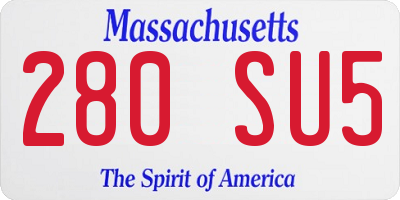 MA license plate 280SU5