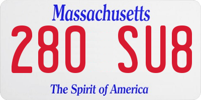 MA license plate 280SU8