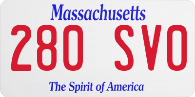 MA license plate 280SV0