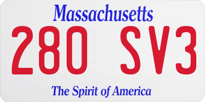 MA license plate 280SV3