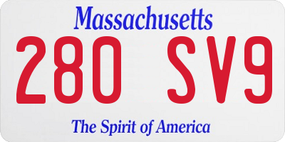MA license plate 280SV9