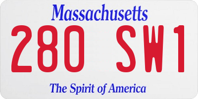 MA license plate 280SW1