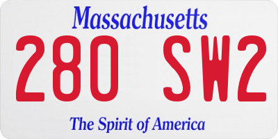MA license plate 280SW2