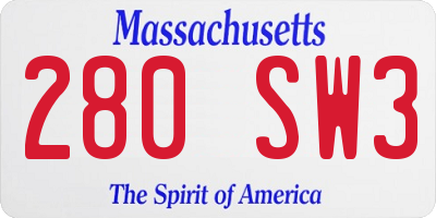 MA license plate 280SW3