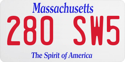 MA license plate 280SW5