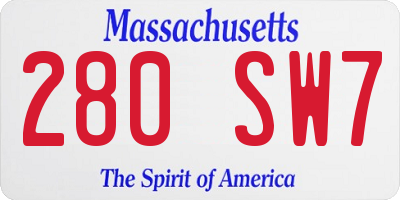 MA license plate 280SW7
