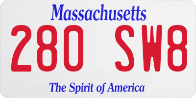 MA license plate 280SW8