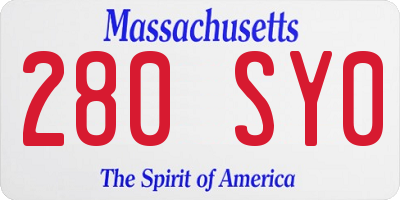MA license plate 280SY0