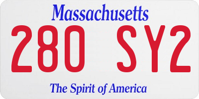 MA license plate 280SY2
