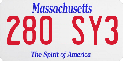 MA license plate 280SY3