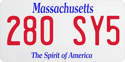 MA license plate 280SY5