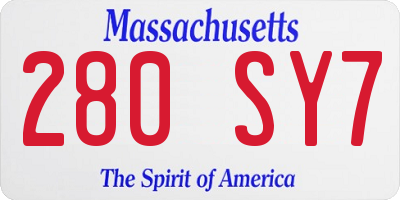 MA license plate 280SY7