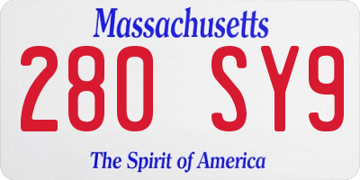 MA license plate 280SY9