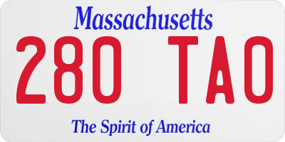 MA license plate 280TA0