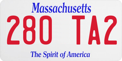 MA license plate 280TA2