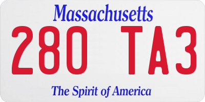 MA license plate 280TA3